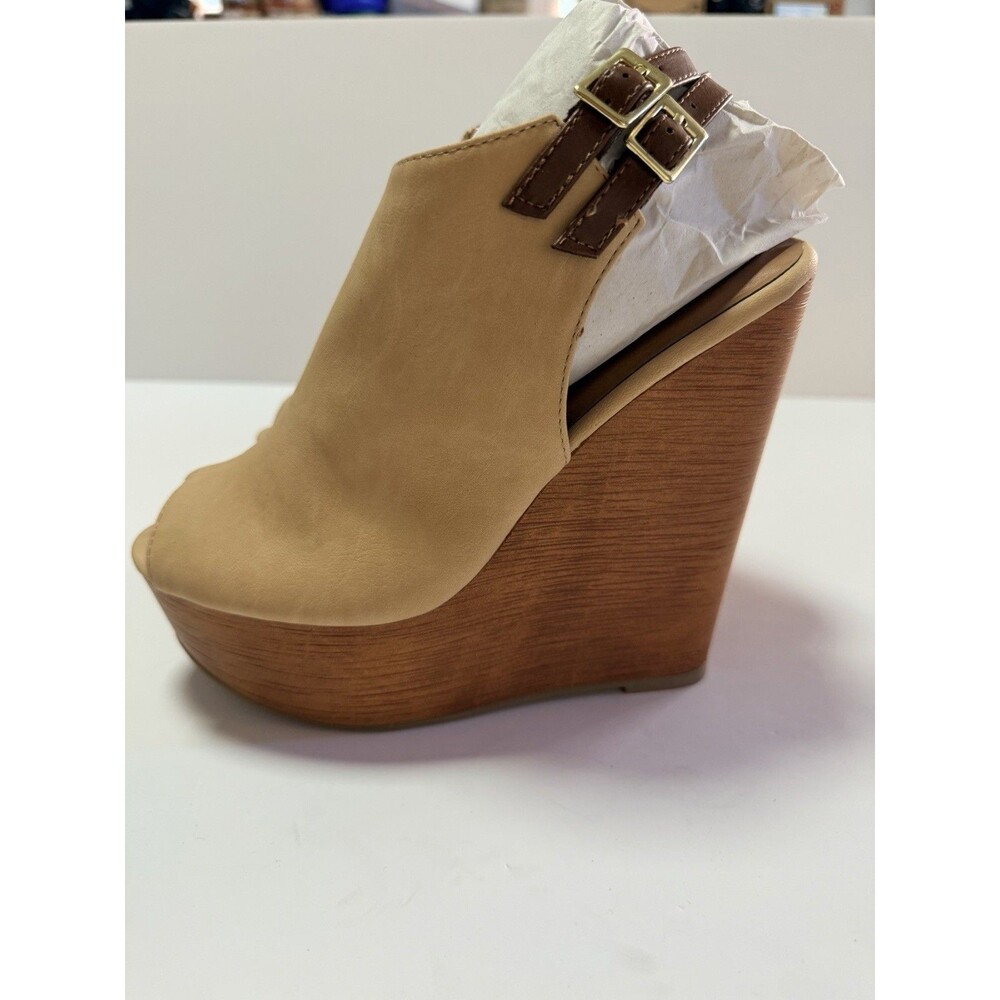 SODA SHOES WOMEN'S WEDGE HEEL REHAN-H,beige Size8 - Picture 6 of 14